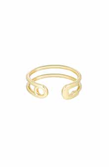 Adornia 14K Gold Plated Safety Pin Open Band Ring