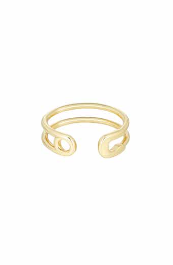 14K Gold Plated Safety Pin Open Band Ring