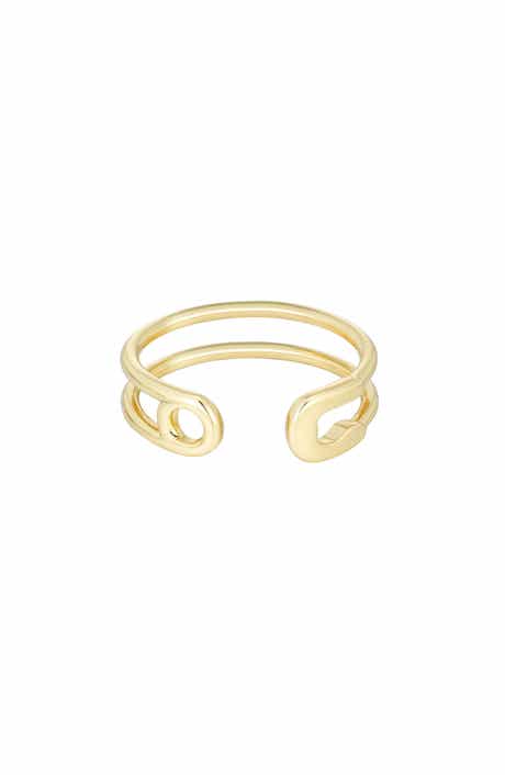 Adornia 14K Gold Plated Safety Pin Open Band Ring