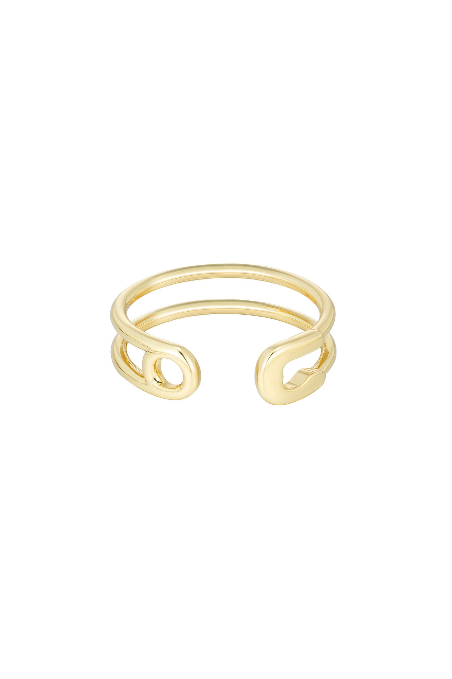 510 Gold Code Adornia Adjustable 14K Gold Plated Safety Pin Open Band Ring (Women ...