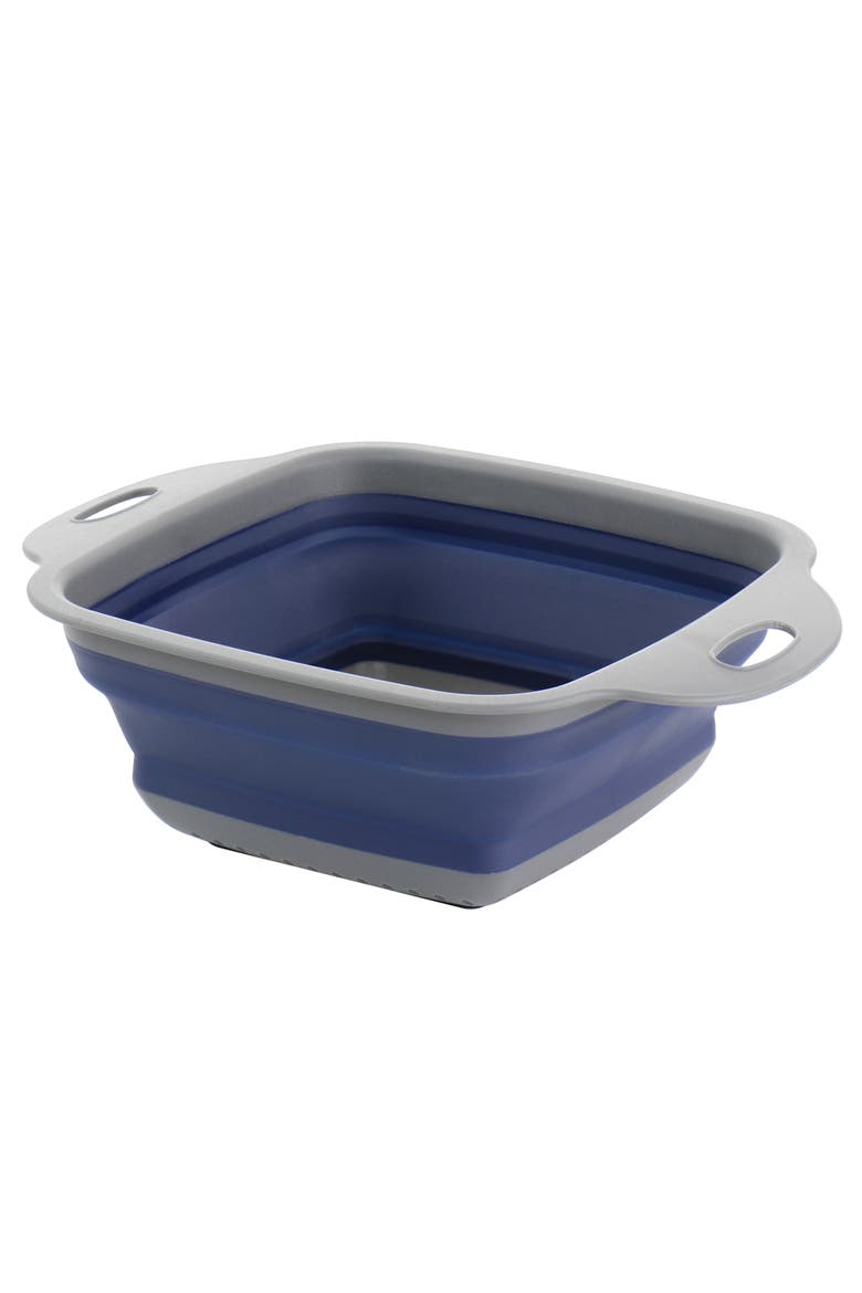 Bluemarine Collapsible Square Plastic Colander, Main, color, Blue
