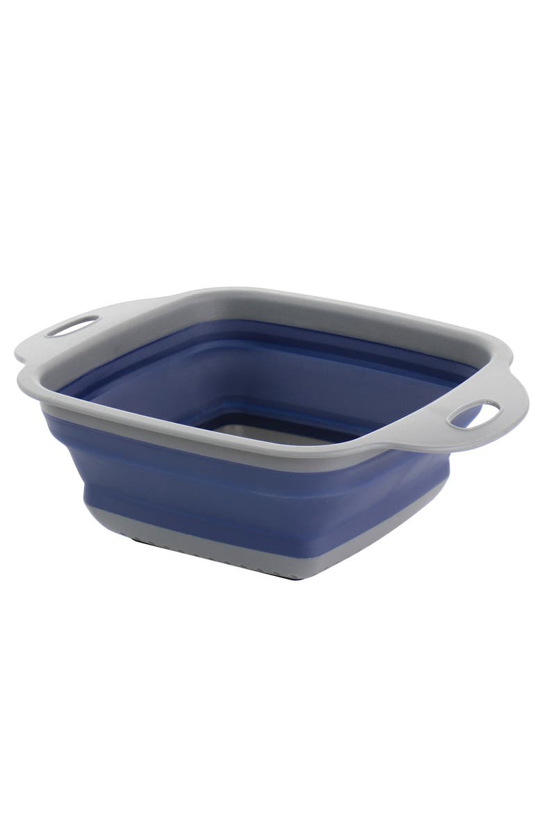 OSTER Bluemarine Collapsible Square Plastic Colander, Main, color, Blue