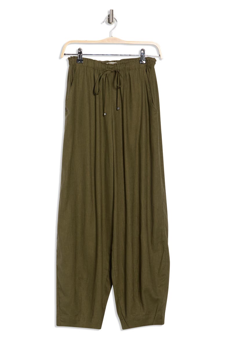 Harem Linen Blend Pants, Alternate, color, OLIVE