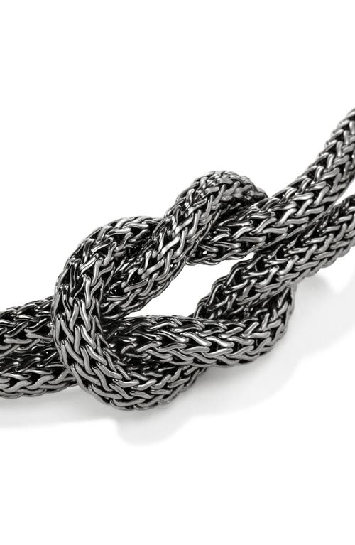 John Hardy Black Rhodium Plated Sterling Silver Love Knot Woven Chain Statement Bracelet In Dark Silver