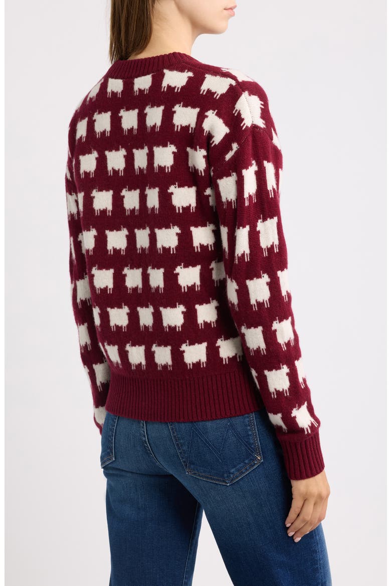 Sheep Wool Crewneck Sweater, Alternate, color, BURGUNDY