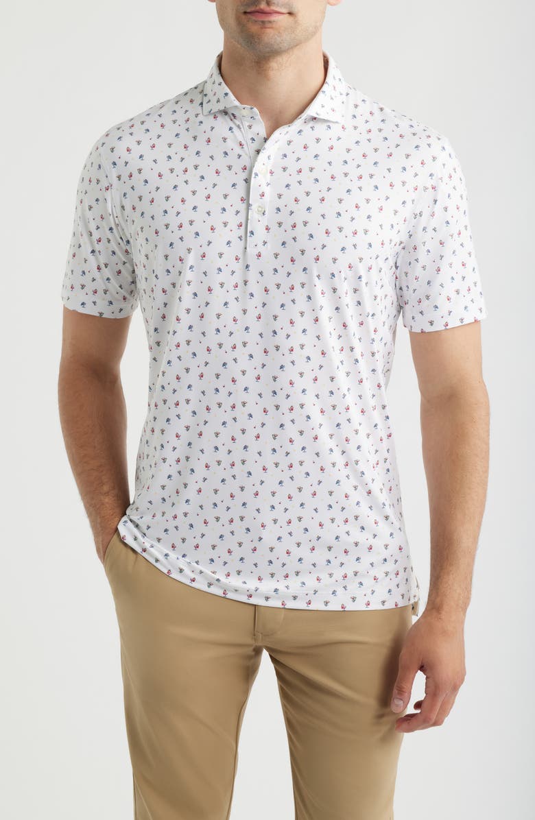 johnnie-O Birdie Bar Featherweight Performance Polo, Main, color, White