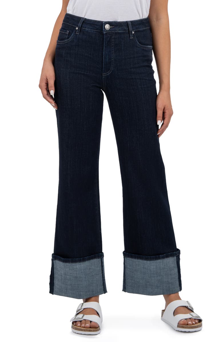 KUT from the Kloth High Waist Cuffed Wide Leg Jeans, Main, color, Distinguished