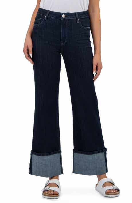 KUT from the Kloth High Waist Cuffed Wide Leg Jeans