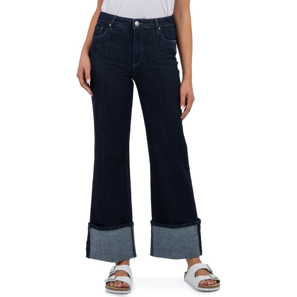 Kut From The Kloth High Waist Cuffed Wide Leg Jeans In Distinguished
