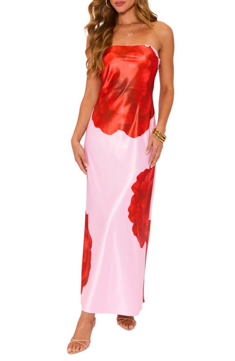 Bolden Strapless Satin Maxi Dress
