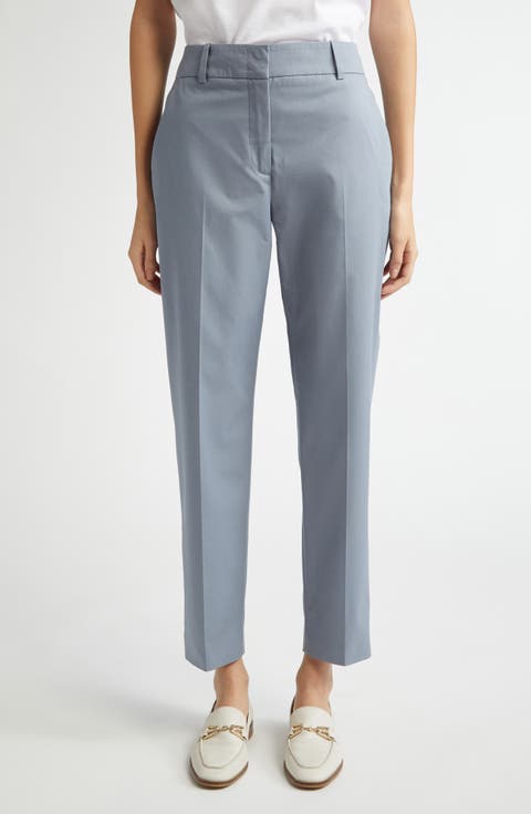 Slim Fit Tapered Leg Cotton Blend Pants