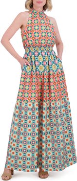 Vince Camuto Ruffle Hem Smocked Waist Sleeveless Maxi Dress