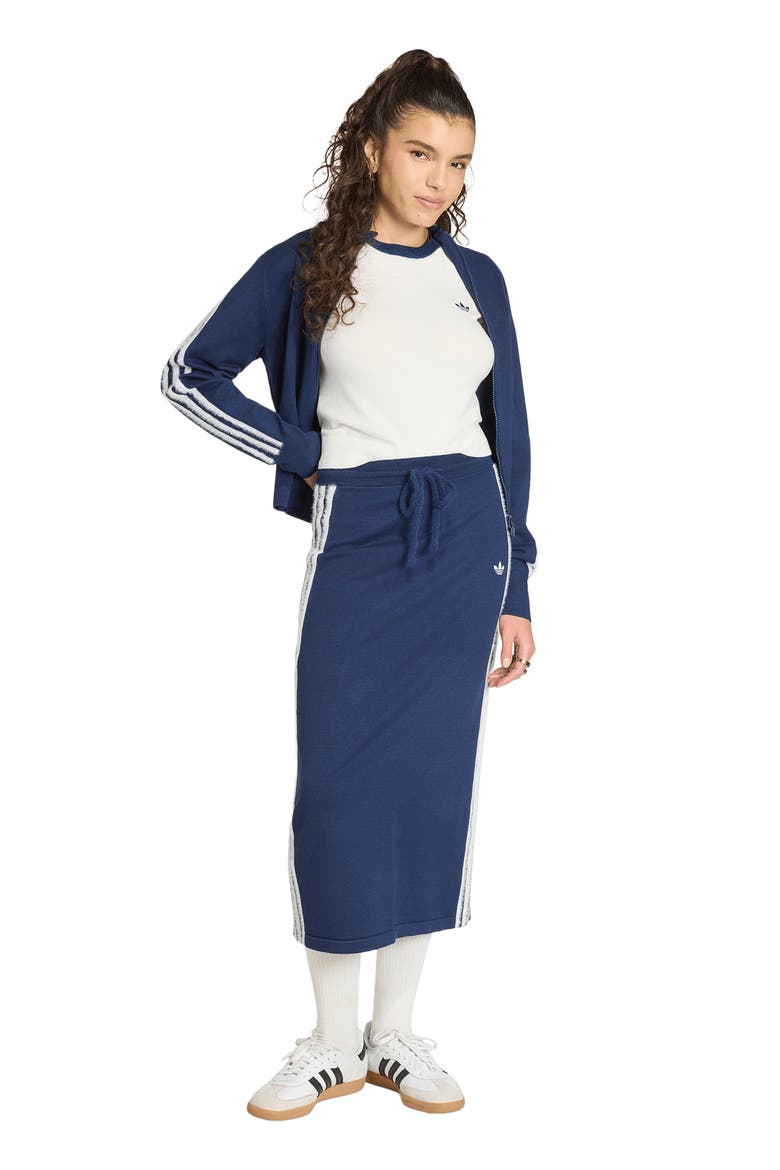 3-Stripes Knit T-Shirt, Alternate, color, CLOUD WHITE/ NIGHT INDIGO