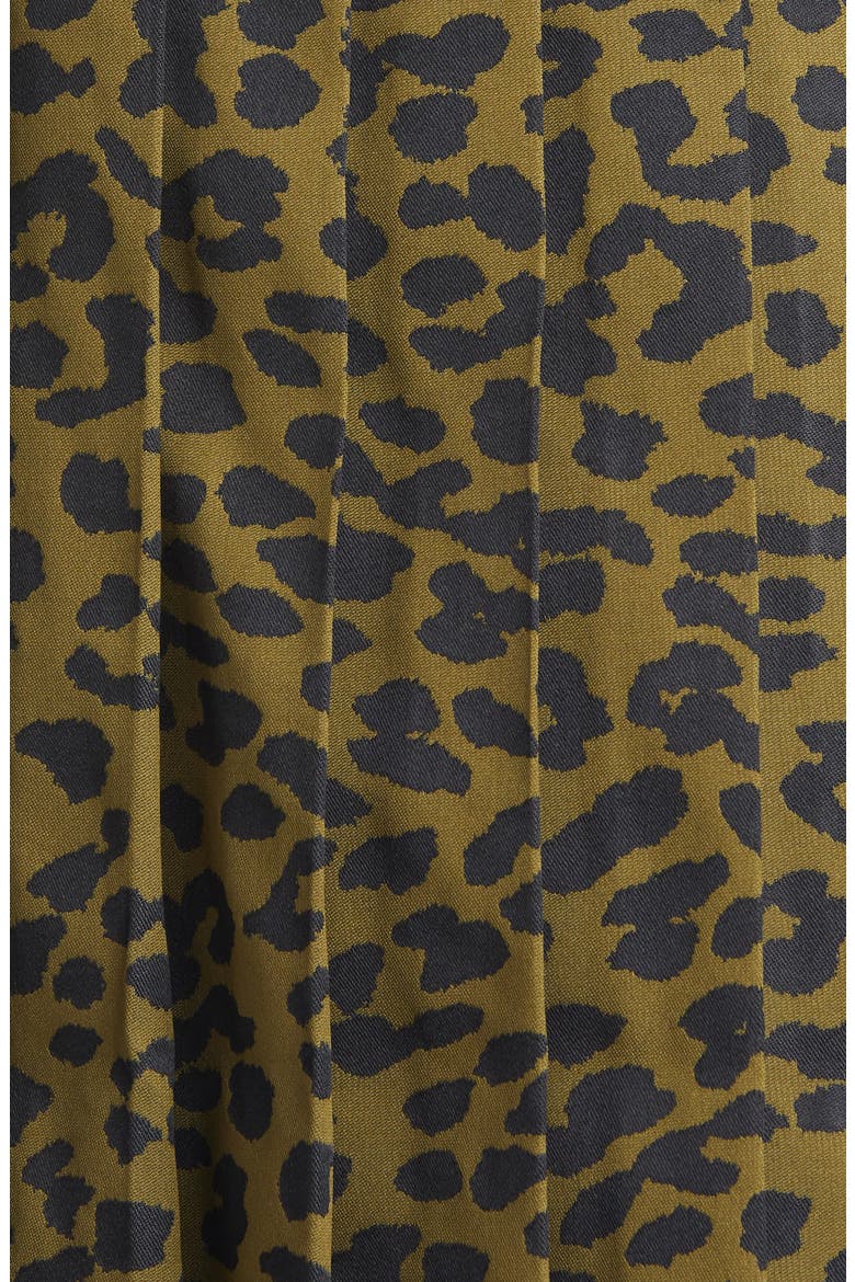Pleated Leopard Jacquard Minidress, Alternate, color, OLIVE DRAB