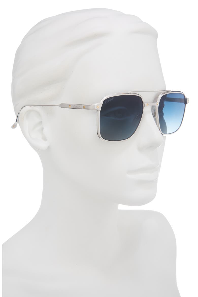 54mm Rectangular Gradient Sunglasses, Alternate, color, SILVER