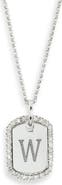 MESHMERISE Diamond Initial Dog Tag Pendant Necklace