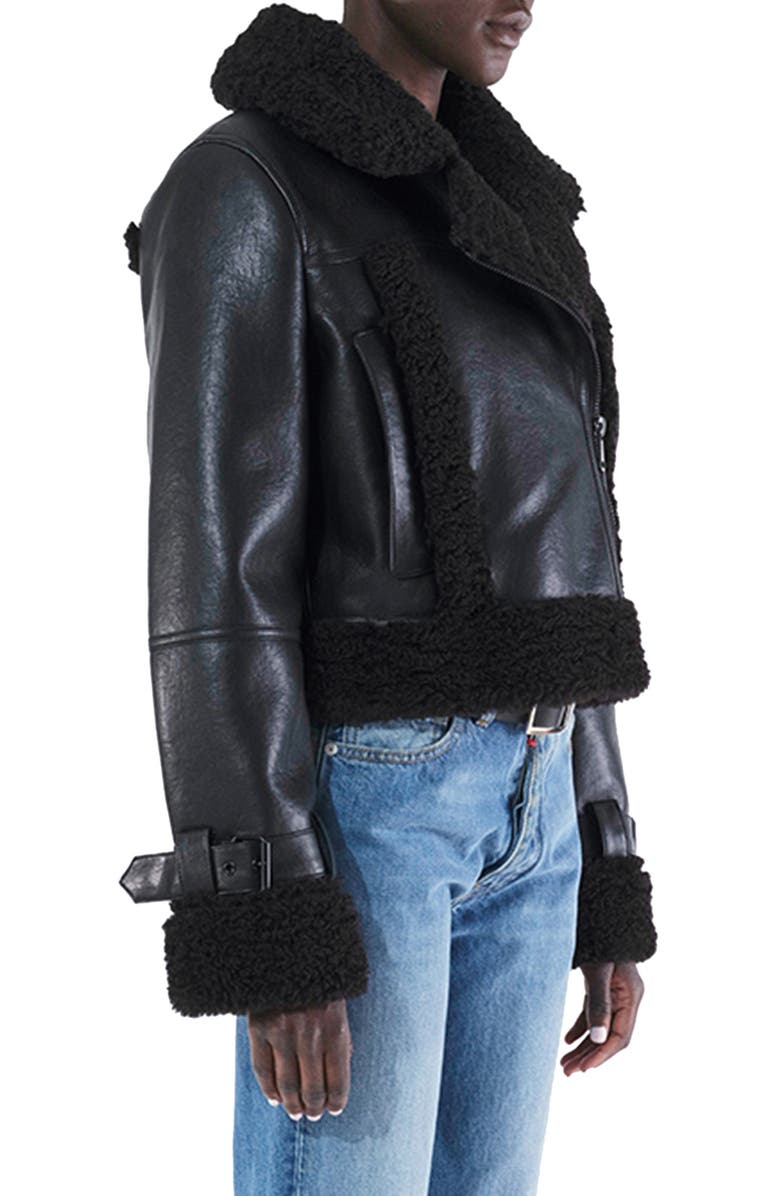 Apparis Jay Faux Leather & Faux Shearling Moto Jacket, Alternate, color, 