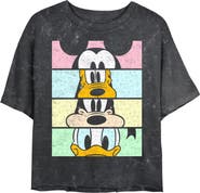 Mickey & Friends Junior's Mickey & Friends Distressed Group Cropped Portraits Crop Graphic Tee