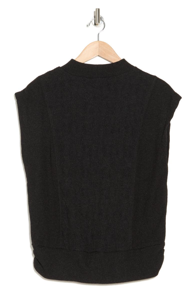 Cable Stitch Sleeveless Sweater, Alternate, color, HEATHER BLACK