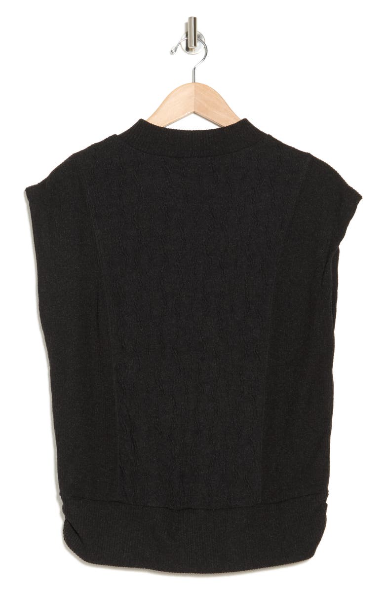 Democracy Cable Stitch Sleeveless Sweater, Alternate, color, Heather Black