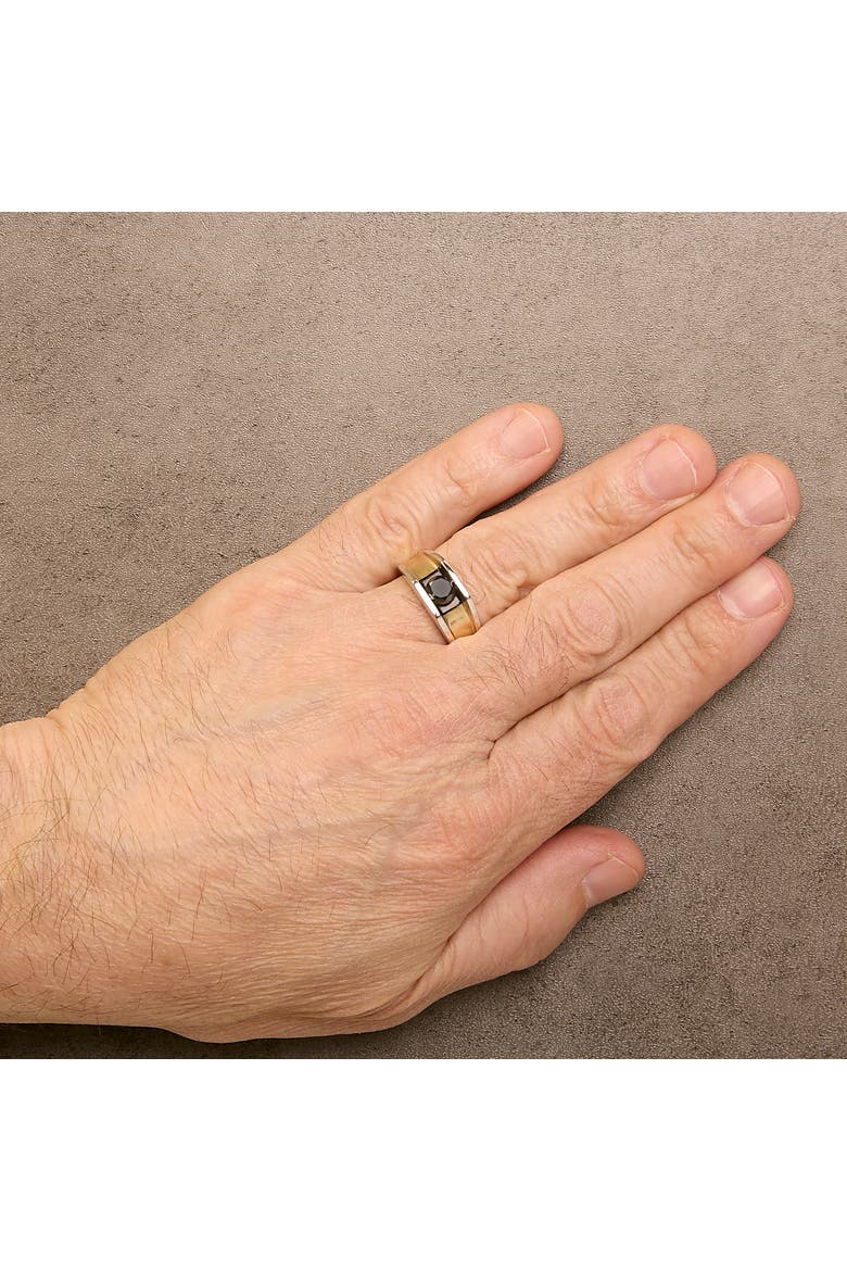 Men's 14K Yellow Gold Plated Sterling Silver 1.0 Cttw Round Black Diamond Band Ring, Alternate, color, Yellow Gold over Silver