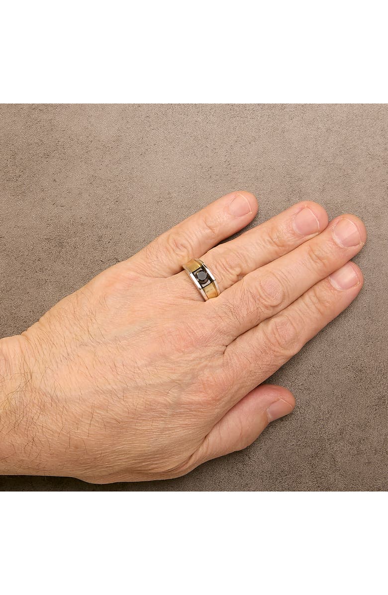 Haus of Brilliance Men's 14K Yellow Gold Plated Sterling Silver 1.0 Cttw Round Black Diamond Band Ring, Alternate, color, Yellow Gold Over Silver