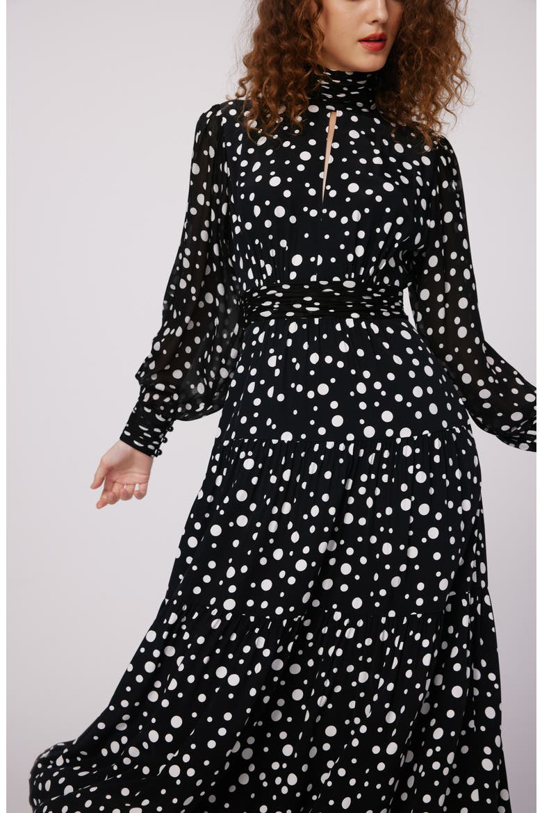 Dai Mixed Dot Print Long Sleeve Midi Dress, Alternate, color, SPOT LIGHT