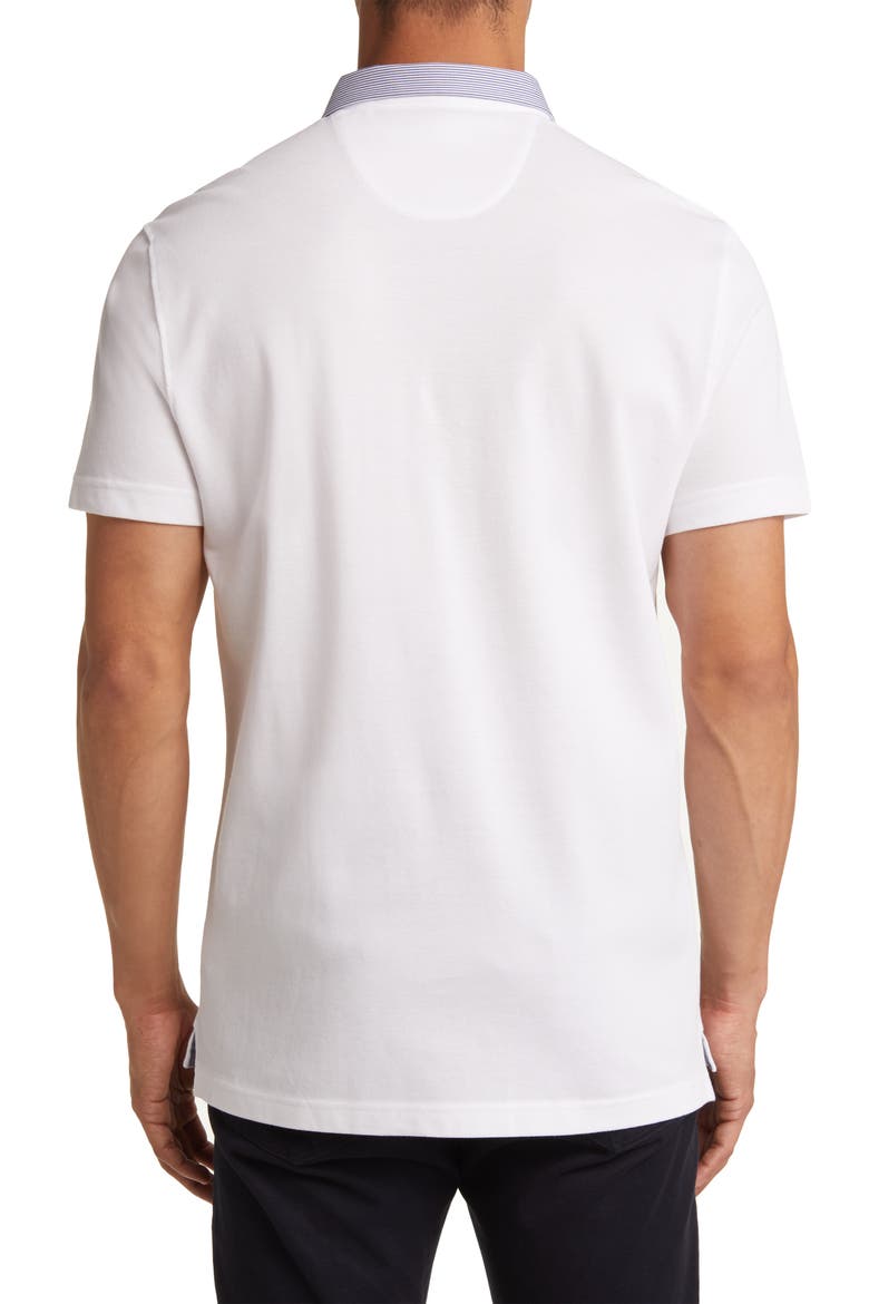 Trim Fit Stripe Collar Short Sleeve Polo, Alternate, color, WHITE