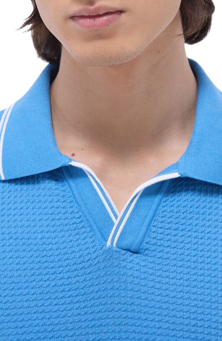 Bugatchi Tipped Johnny Collar Short Sleeve Sweater, Alternate, color, Classic Blue