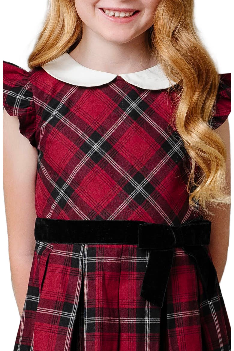 Girls' Organic Peter Pan Collar Party Dress, Toddler, Alternate, color, Oxblood City Plaid