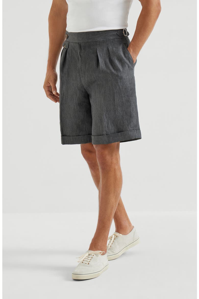 Délavé linen Bermuda shorts, Main, color, Anthracite