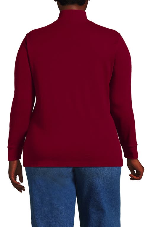 Lands' End Plus Size Relaxed Cotton Long Sleeve Mock Turtleneck In Red
