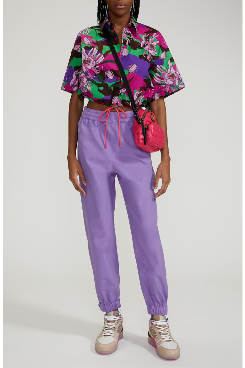Floral Cotton Poplin Snap-Up Crop Shirt, Main, color, PINK FLORAL