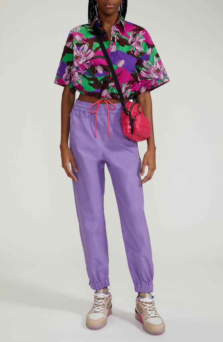 Moncler Floral Cotton Poplin Snap-Up Crop Shirt, Main, color,