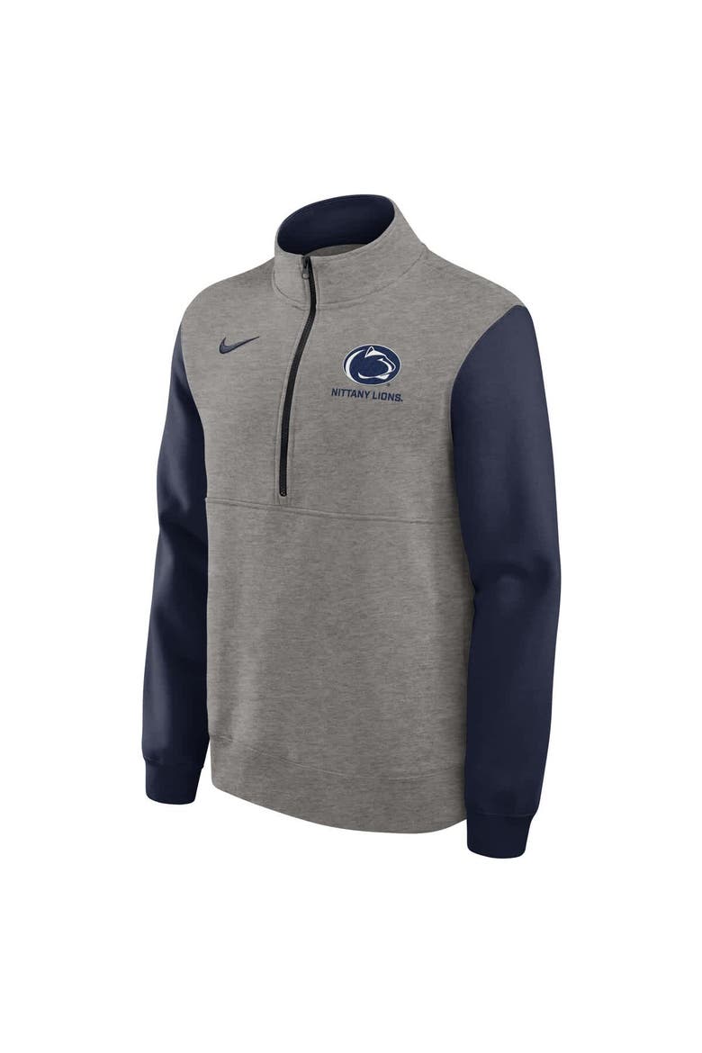 Men's Nike Heather Gray/Navy Penn State Nittany Lions Club Fleece Half-Zip Pullover, Alternate, color, Heather Gray