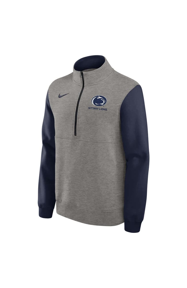Nike Men's Nike Heather Gray/Navy Penn State Nittany Lions Club Fleece Half-Zip Pullover, Alternate, color, Heather Gray