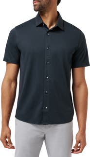 TravisMathew A Class Short Sleeve Knit Cotton Blend Button-Up Shirt