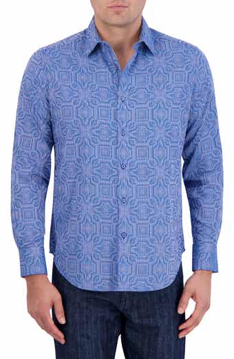 Robert Graham Voyage Geo Jacquard Stretch Cotton Button-Up Shirt