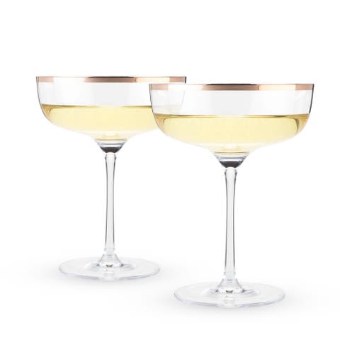Copper Rim Crystal Coupes Set of 2