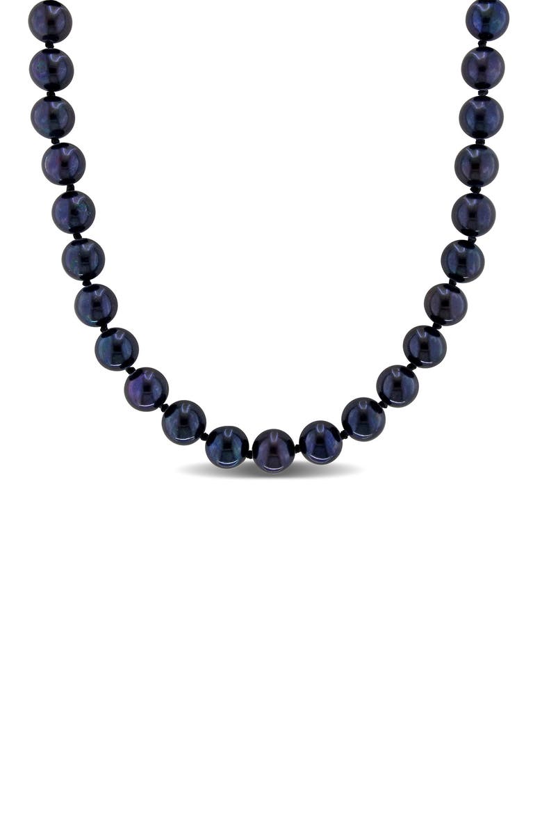 Cultured Black Pearl Necklace, 7–7.5mm, Main, color, BLACK
