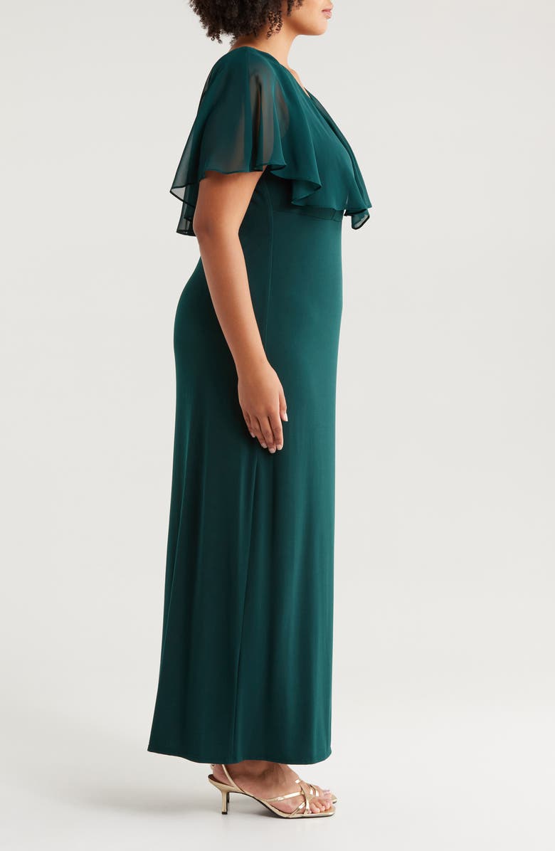 Connected Apparel Chiffon Flutter Sleeve Gown, Alternate, color, 