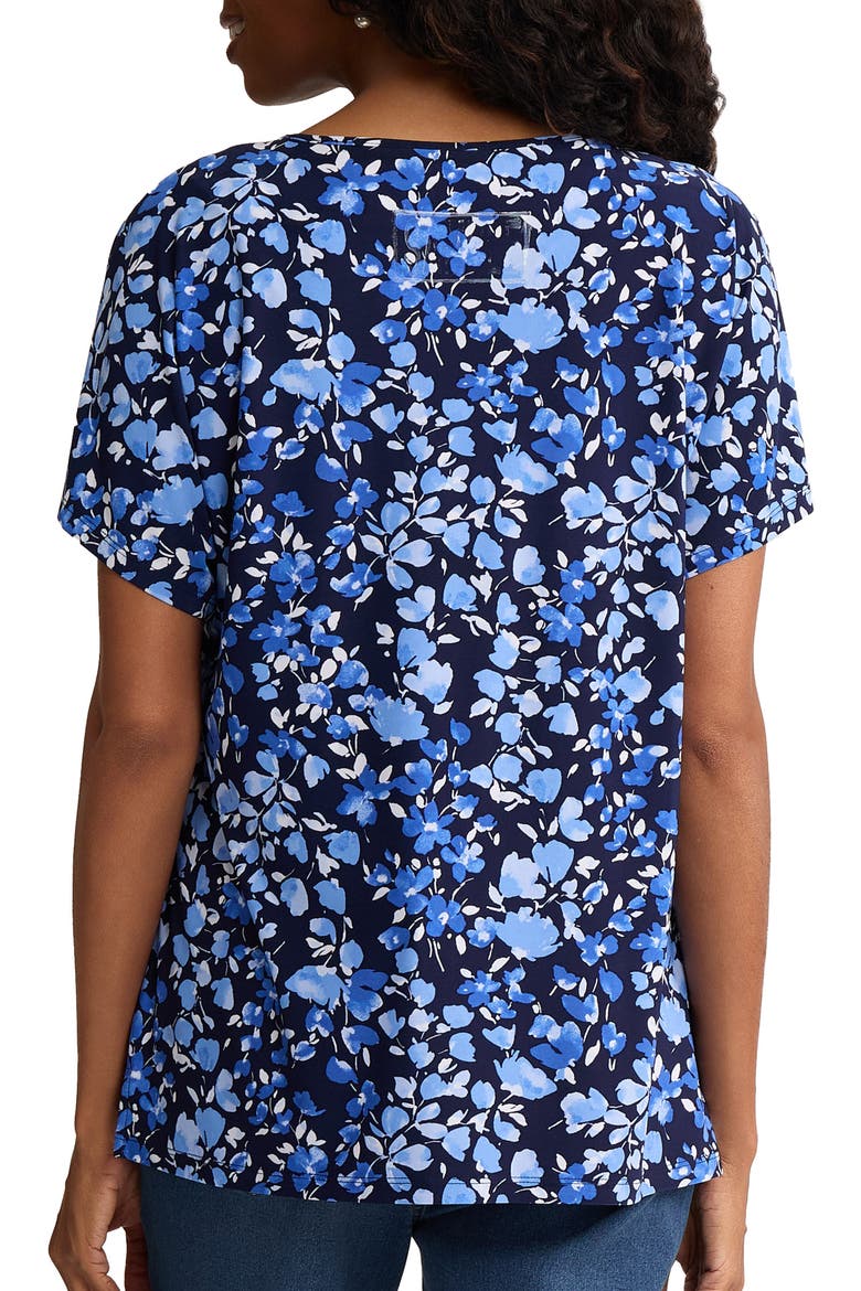 Floral Print Top, Alternate, color, PACIFIC NAVY MULTI