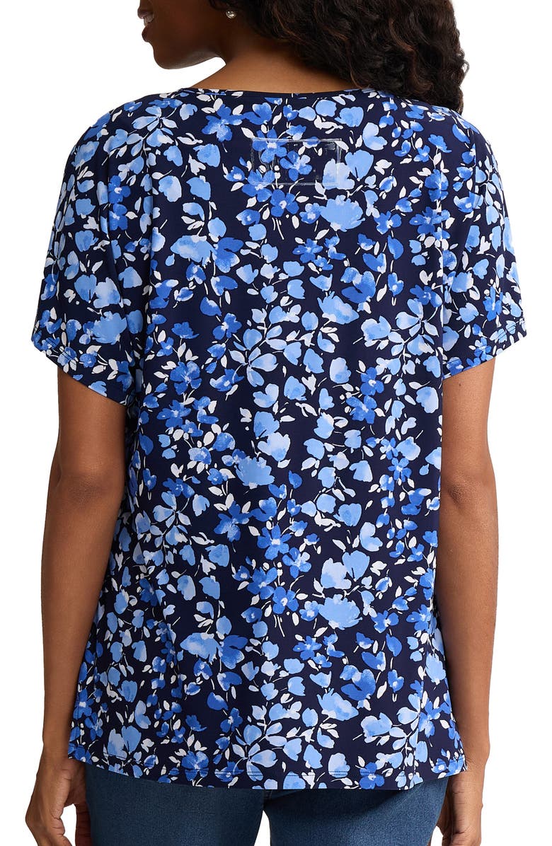 Jones New York Floral Print Top, Alternate, color, Pacific Navy Multi