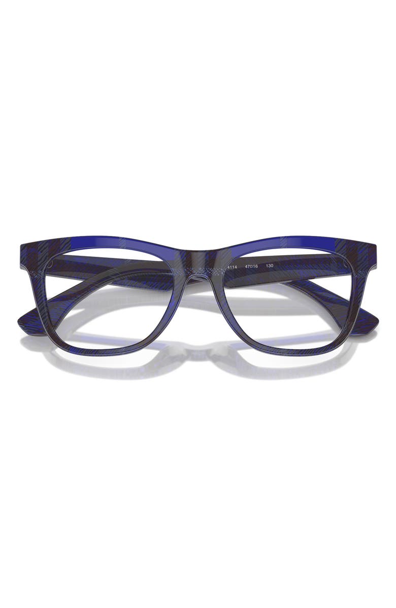 Burberry 47mm Square Optical Glasses, Alternate, color, Check Blue / Demo Lens