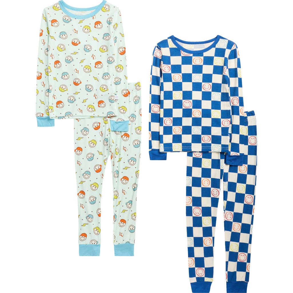 Sleep On It Kids' Assorted 2-pack Print Fitted Two-piece Pajamas In Blue
