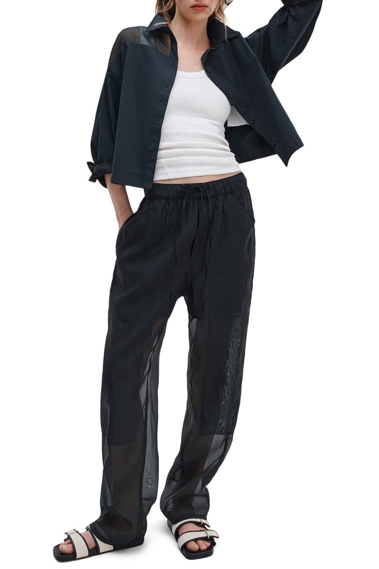 Elly Crop Button-Up Shirt, Alternate, color, BLACK