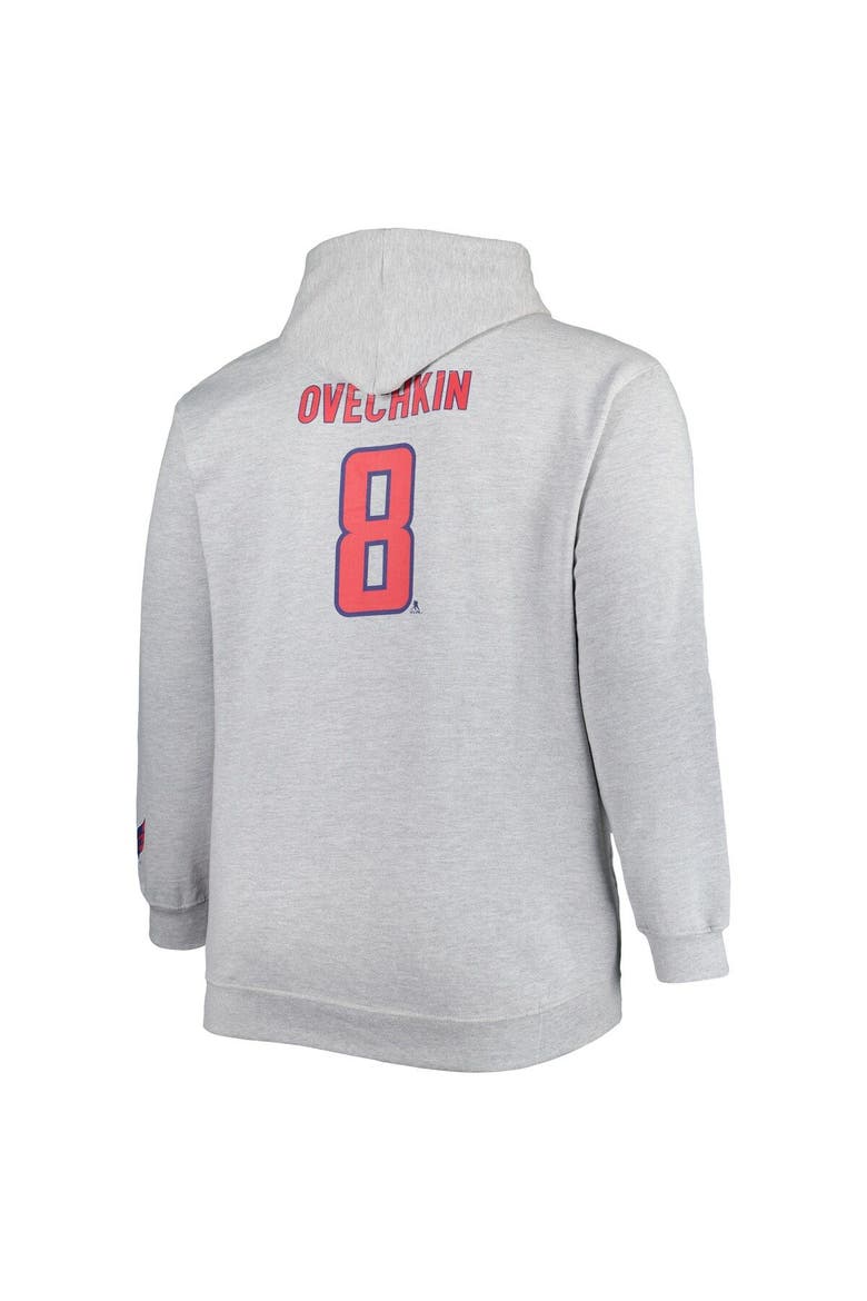 Men's Alexander Ovechkin Heather Gray Washington Capitals Big & Tall Player Pullover Hoodie, Alternate, color, Heather Gray