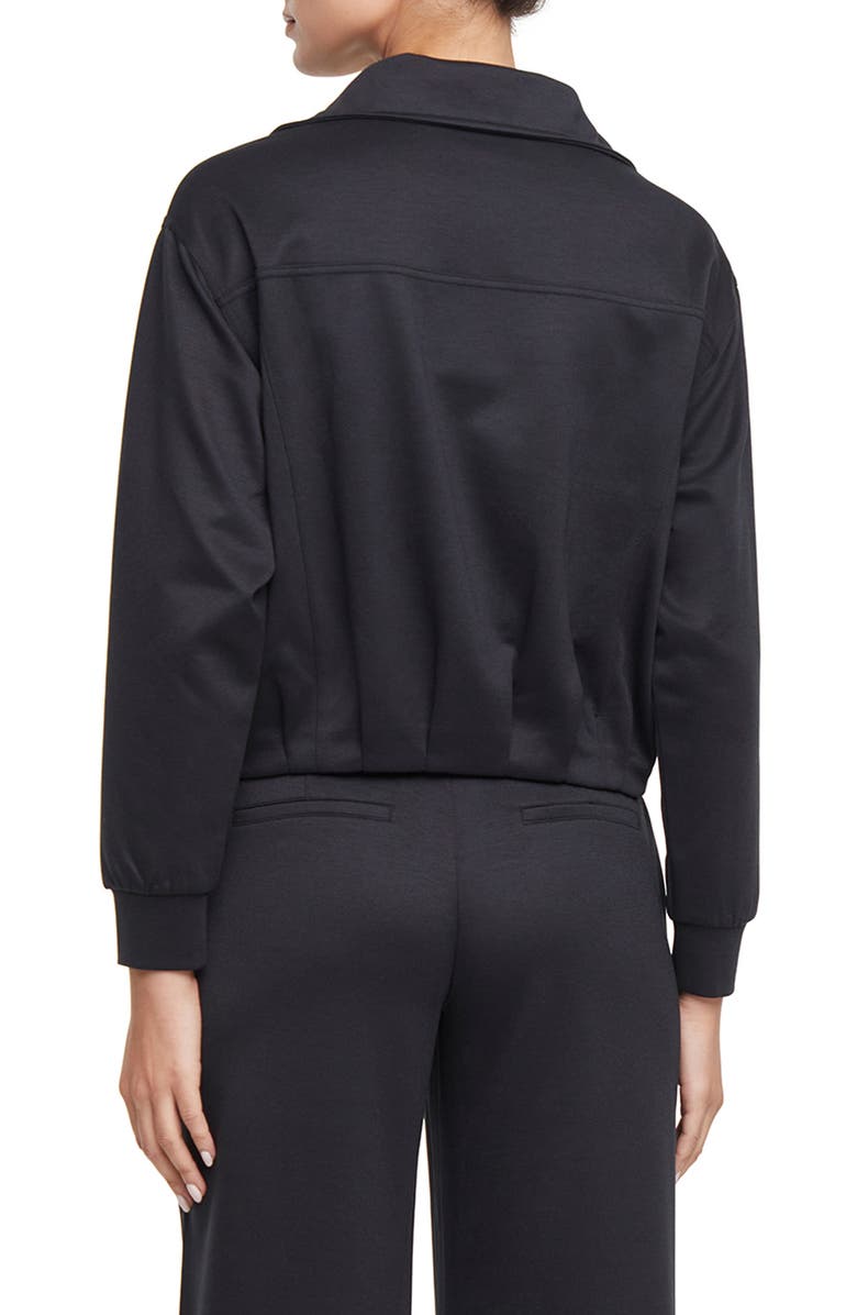 Three Dots Bubble Hem Full Zip Jacket, Alternate, color, Black Beauty