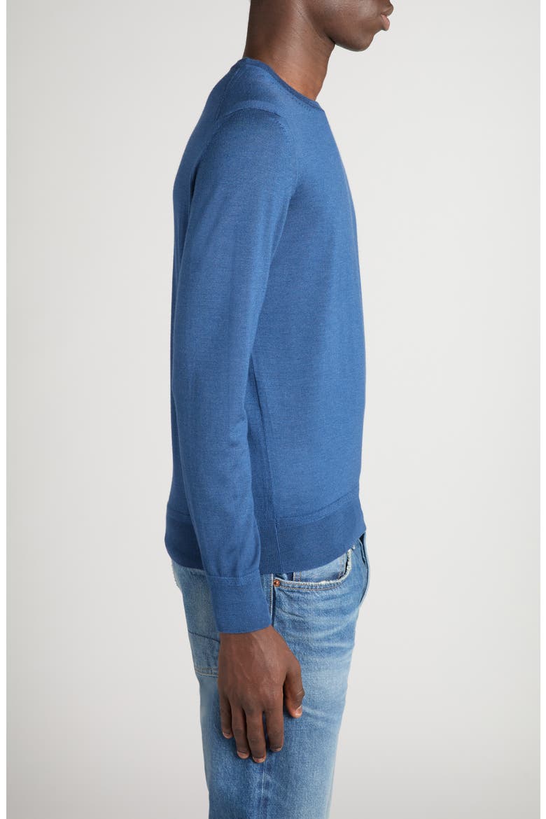 Fine Gauge Cashmere & Silk Crewneck Sweater, Alternate, color, HB585 BRIGHT INDIGO