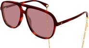 Gucci 57mm Aviator Chain Sunglasses